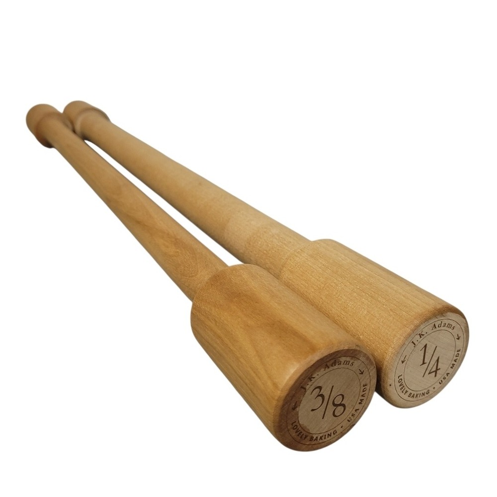 J.K. Adams Lovely Baking Rolling Pins 24" Maple Set of 2 1/4" 3/8" Made in USA